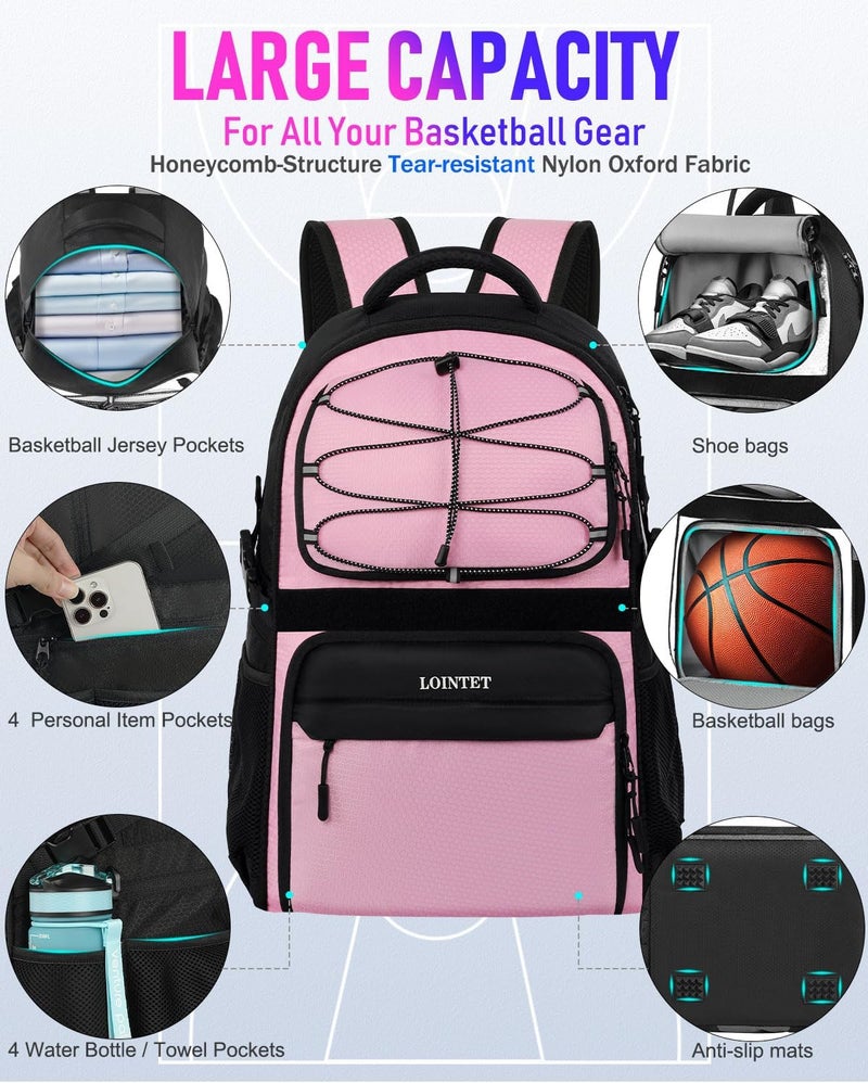 LOINTET Basketball Bag Backpack with Ball Holder Shoes Compartment, Large Basketball Accessories Sports Bag - Image 4